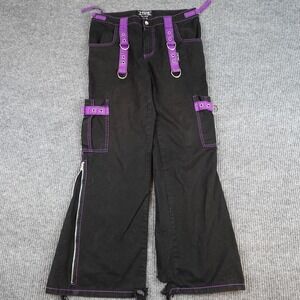 Tripp NYC Cargo Pants Womens Juniors 11 Black Gothic Punk Wide Leg Zip Strap